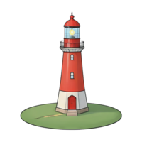 AI generated Lighthouse Hand Drawn Cartoon Style Illustration png