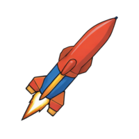 ai generato razzo launcher mano disegnato cartone animato stile illustrazione png