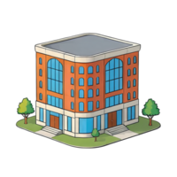 ai generato edificio mano disegnato cartone animato stile illustrazione png