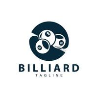 Billiard club logo design vector game badge sport template pool table with ball and stick simple illustration template