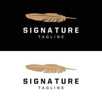 Feather Silhouette Logo, Author Design Luxury Simple Elegant Vector Illustration Template