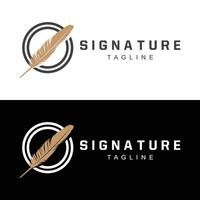 Feather Silhouette Logo, Author Design Luxury Simple Elegant Vector Illustration Template