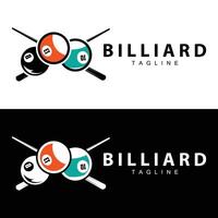 Billiard club logo design vector game badge sport template pool table with ball and stick simple illustration template