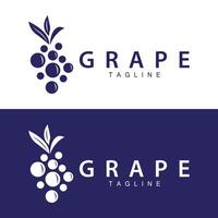 Grape Logo, Garden Vector, Fresh Purple Fruit, Wine Brand Design, Simple Illustration Template vector