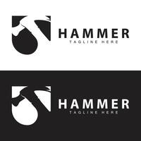 hammer logo design repair service template vintage symbol illustration silhouette repair tool vector