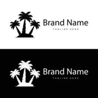 Coconut tree logo design template palm tree silhouette illustration summer beach sea plant vector