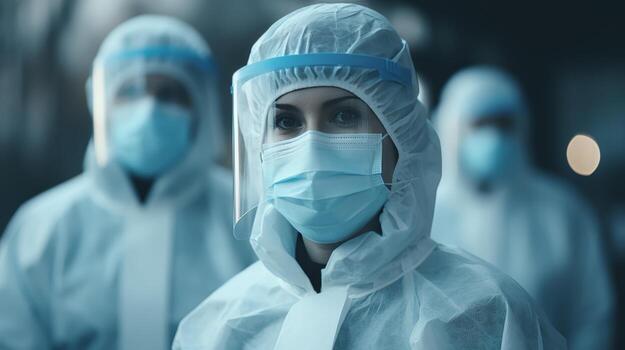 AI generated Diverse medical team collaborating during surgical procedure in operating room for patient care photo