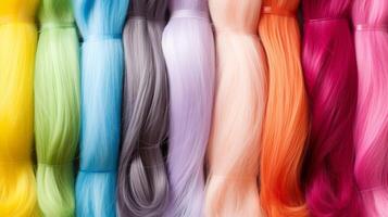 AI generated Vibrant colorful hair strands for beauty and fashion concepts, perfect for styling inspiration photo