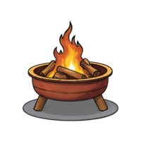 AI generated Fire Pit Hand Drawn Cartoon Style Illustration png