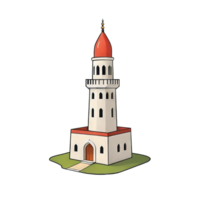 ai genererad minaret hand dragen tecknad serie stil illustration png