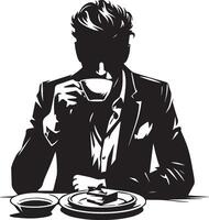 Man Drink Coffee Sketch Drawing. vector