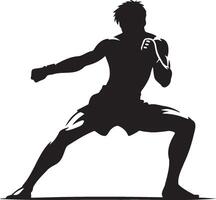 Male Kickboxing Player Silhouette. vector