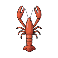 AI generated Lobster Hand Drawn Cartoon Style Illustration png