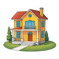 AI generated House Hand Drawn Cartoon Style Illustration png