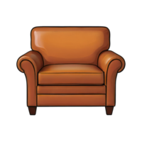 ai gegenereerd leer sofa hand- getrokken tekenfilm stijl illustratie png