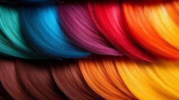 AI generated Close up of vibrant, colorful hair strands - ideal for beauty and fashion concepts photo