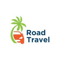 Road Travel, Road Trip, Travel by car Logo design template Car and Palm tree vector