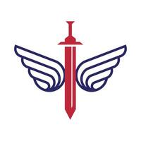 Sword wings creative minimal vector design logo template