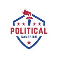 Political Campaign Shield Star Fire Torch Logo design vector template