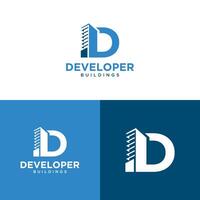 hogar desarrollador logo diseño letra re edificio concepto vector modelo