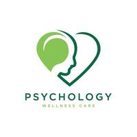 Psychology Wellness care leaf Creative Logo mark design vector template