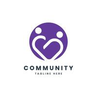 Community Logo design template two people in heart shape vector