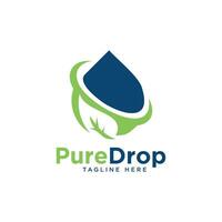 Pure Drop Logo design creative modern concept Leaf and water drop vector