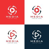 Media Live Stream Play Button Creative Modern Simple Logo design vector template