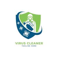 virus limpiador logo diseño creativo moderno concepto desinfectante vector diseño modelo