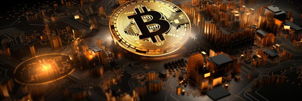 ai generado bitcoin blockchain criptomoneda minería tecnología digital antecedentes fondo de pantalla foto