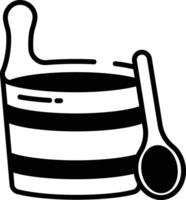 Sauna Bucket glyph and line vector illustration