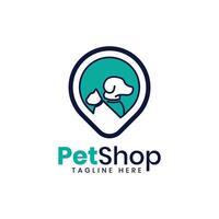 mascota tienda logo diseño creativo alfiler perro gato vector modelo