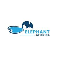 elefante logo diseño vector modelo elefante Bebiendo agua desde lago