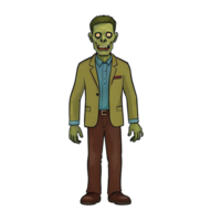 ai generato zombie mano disegnato cartone animato stile illustrazione png