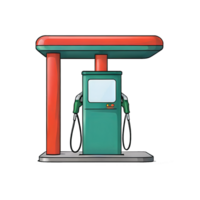 ai generato benzina stazione mano disegnato cartone animato stile illustrazione png