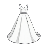 AI generated Wedding Dress Hand Drawn Cartoon Style Illustration png