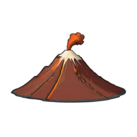 ai généré volcan main tiré dessin animé style illustration png