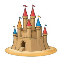 ai généré le sable Château main tiré dessin animé style illustration png