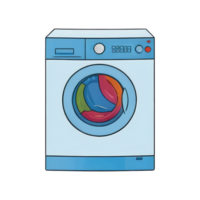 ai generato lavaggio macchina mano disegnato cartone animato stile illustrazione png