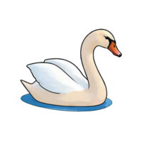 ai généré cygne main tiré dessin animé style illustration png