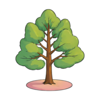 ai généré arbre main tiré dessin animé style illustration png