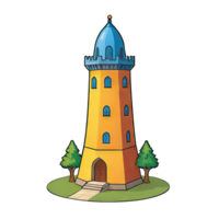 ai gerado torre mão desenhado desenho animado estilo ilustração png