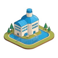 AI generated Water Treatment Facility Hand Drawn Cartoon Style Illustration png