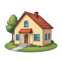 AI generated Small House Hand Drawn Cartoon Style Illustration png