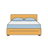 AI generated Queen Bed Hand Drawn Cartoon Style Illustration png