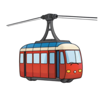 AI generated Cable Car Hand Drawn Cartoon Style Illustration png