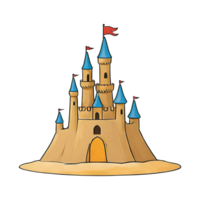 AI generated Sand Castle Hand Drawn Cartoon Style Illustration png