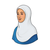 ai gerado hijab vestindo senhora mão desenhado desenho animado estilo ilustração png