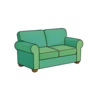 AI generated Sofa Hand Drawn Cartoon Style Illustration png