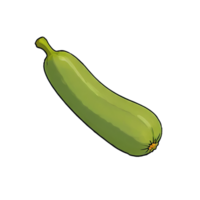 AI generated Zucchini Hand Drawn Cartoon Style Illustration png